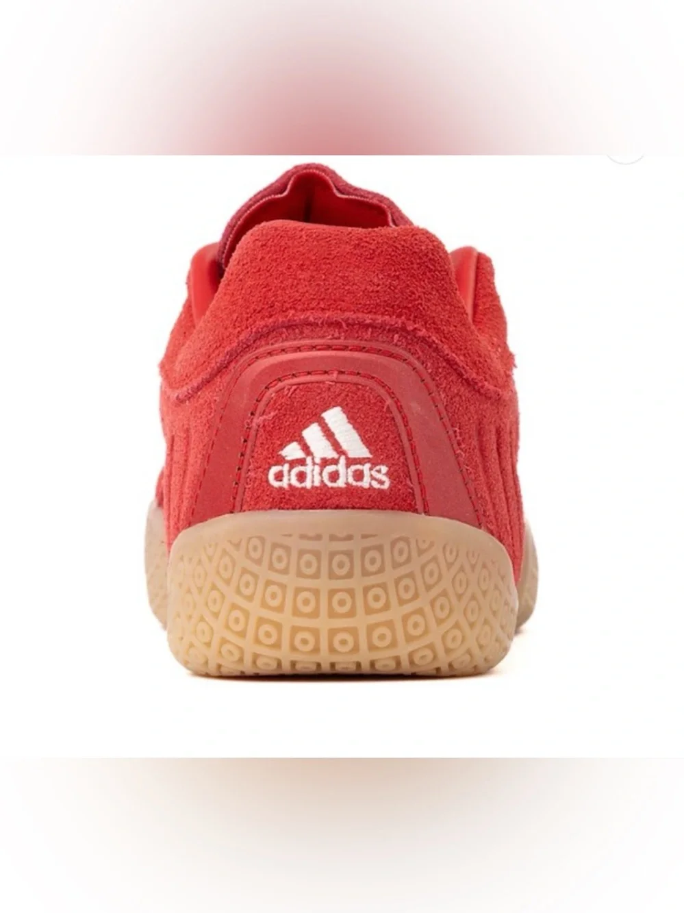 adidas Red Suede Trainer with White Stripes - Picture 5 of 7